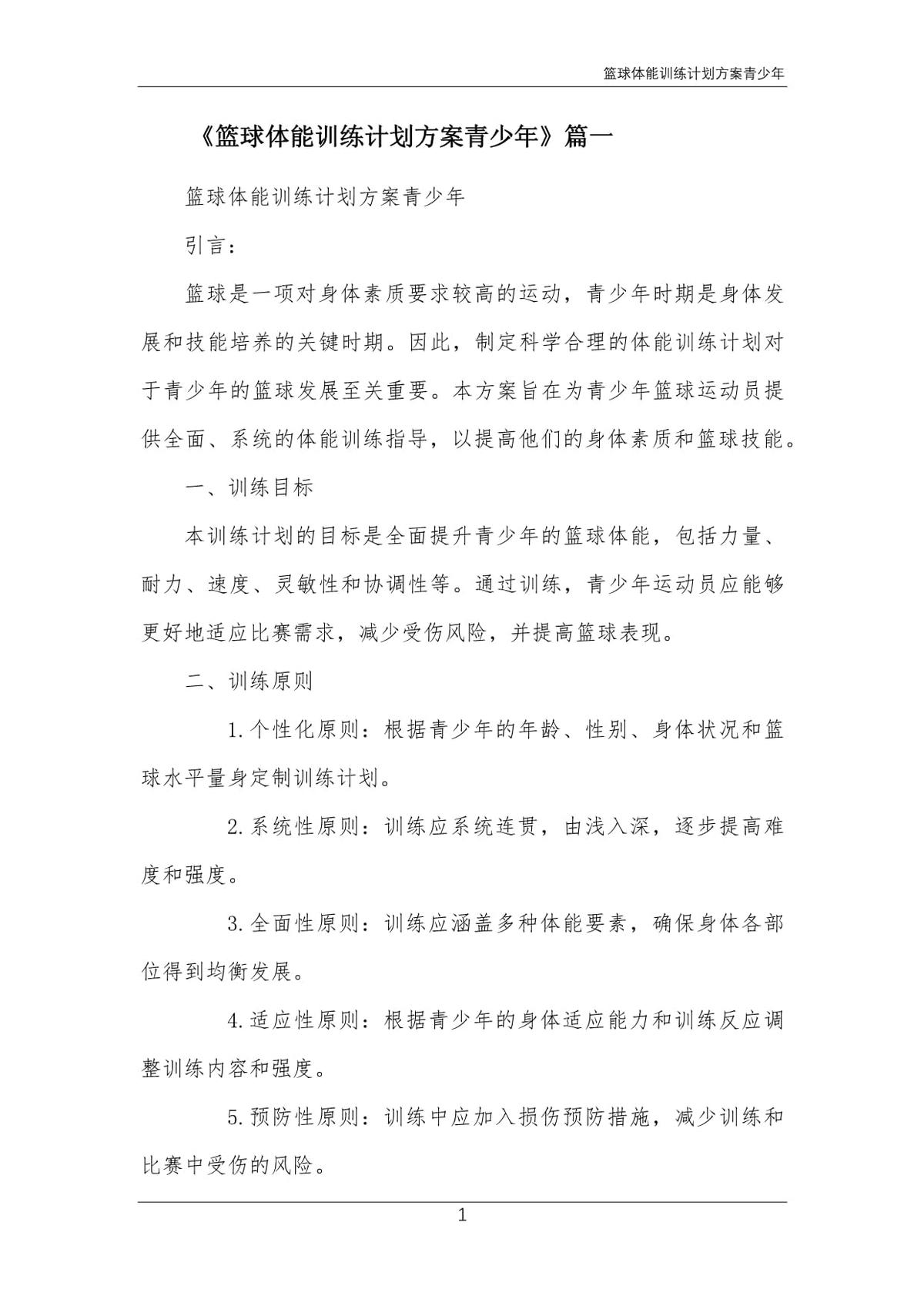 少儿篮球训练营方案
